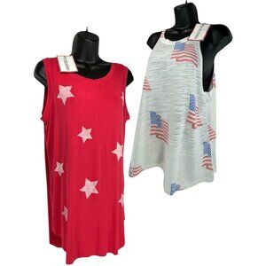 BROKEDOWN Tank Tops Sz M/L Bundle Red White Blue Patriotic American Flag Stars